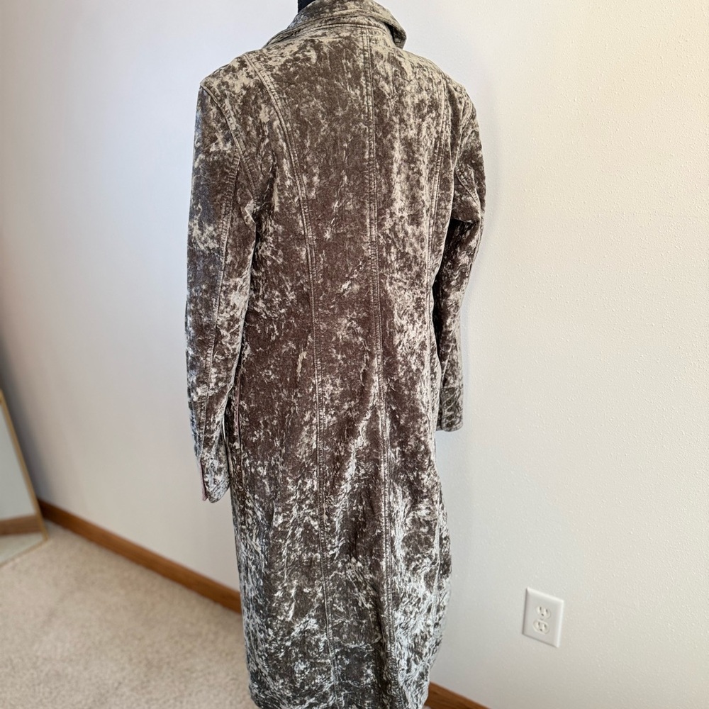 Anthropologie Olive Green Mineral Wash Long Jacket Coat Size 10 - Picture 7 of 16